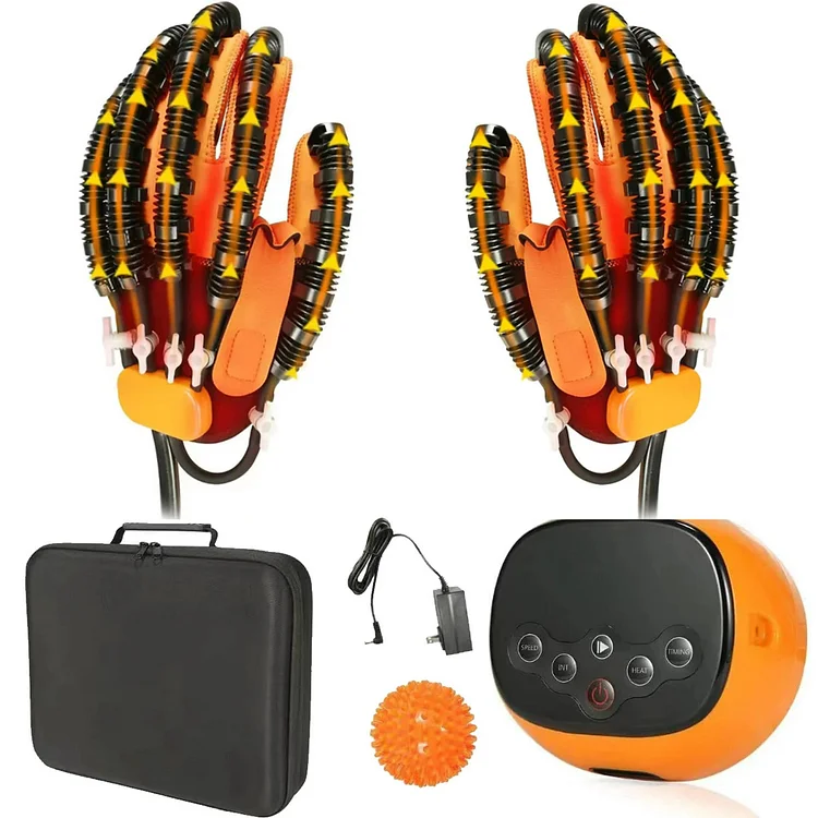 Rehabilitation Robot Glove Hand Stroke Hand Therapy Equipment, Hand Function Rehabilitation Training Device Hand Strength Exercise, Adaptive Training Hemiplegic with USB (Size: S, Left+Right Hand)