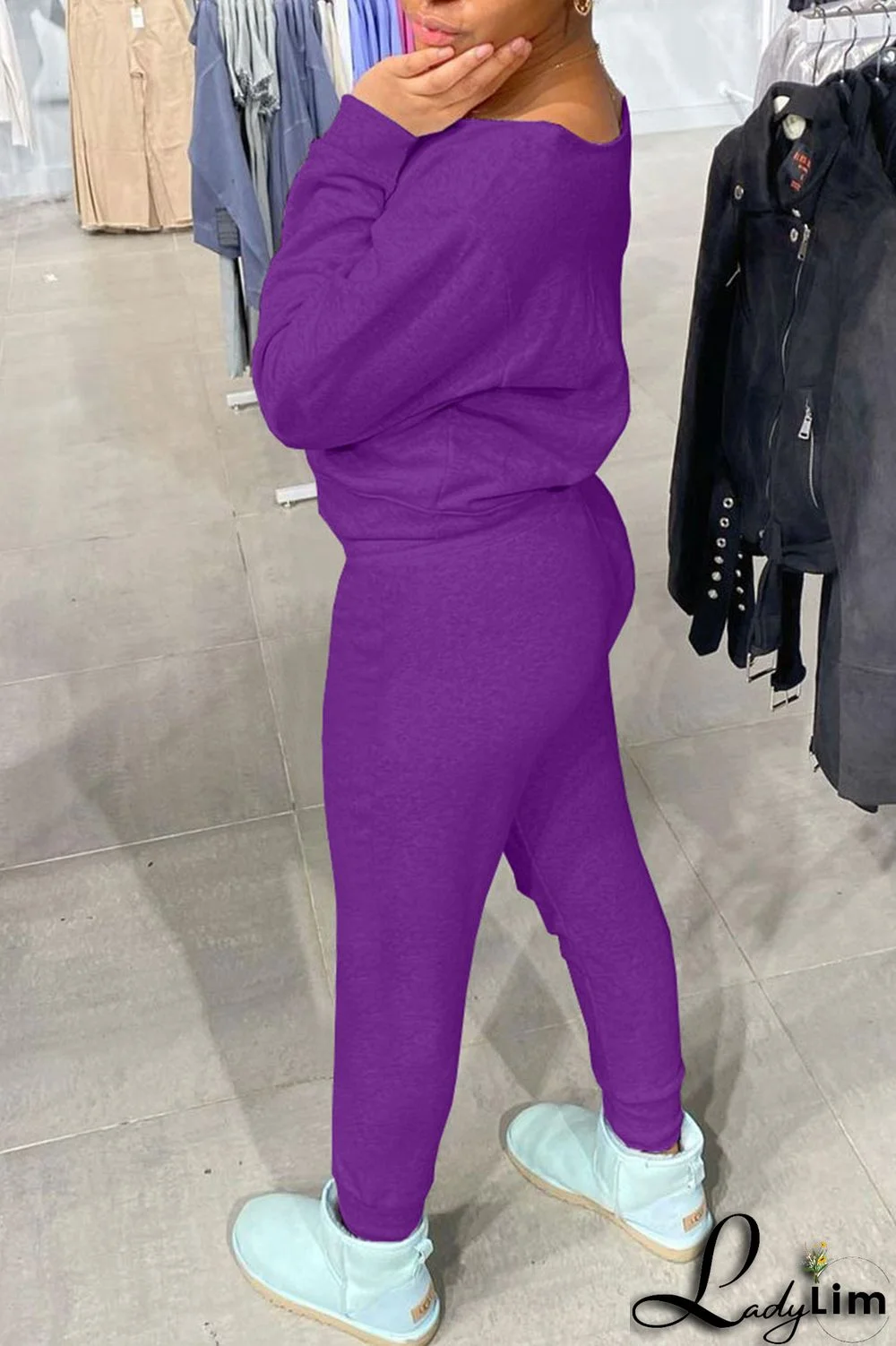 Grey Casual Solid Patchwork O Neck Long Sleeve Two Pieces