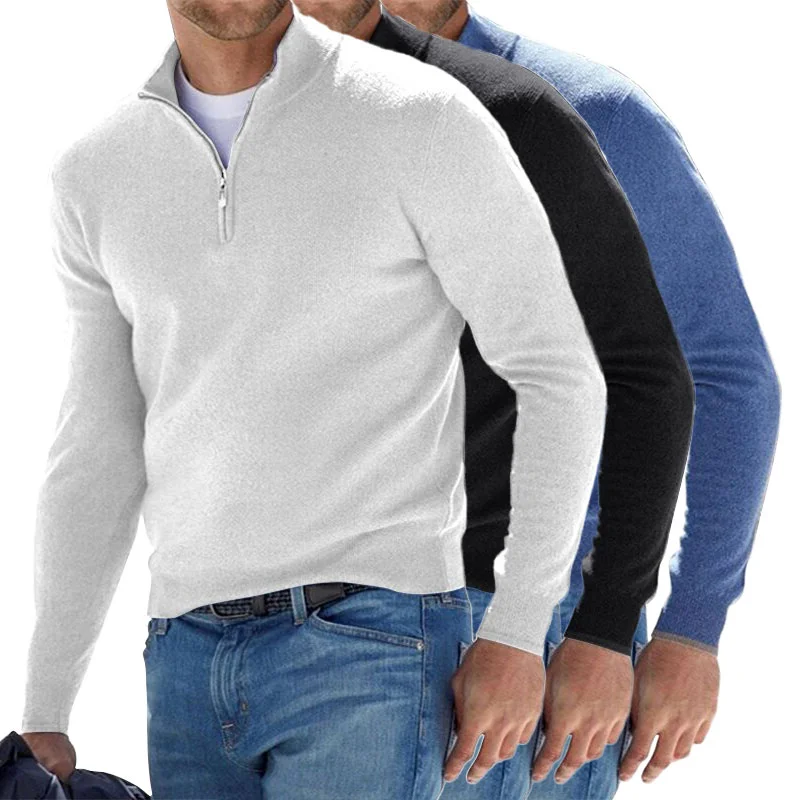 Men’s Cashmere Zipper Basic Sweater