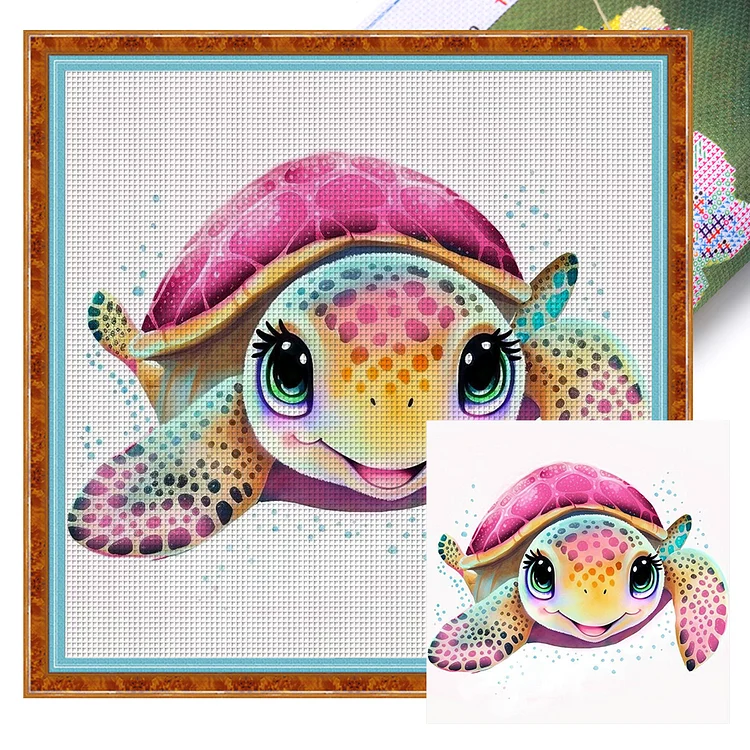 【Huacan Brand】Turtle 18CT Stamped Cross Stitch 20*20CM