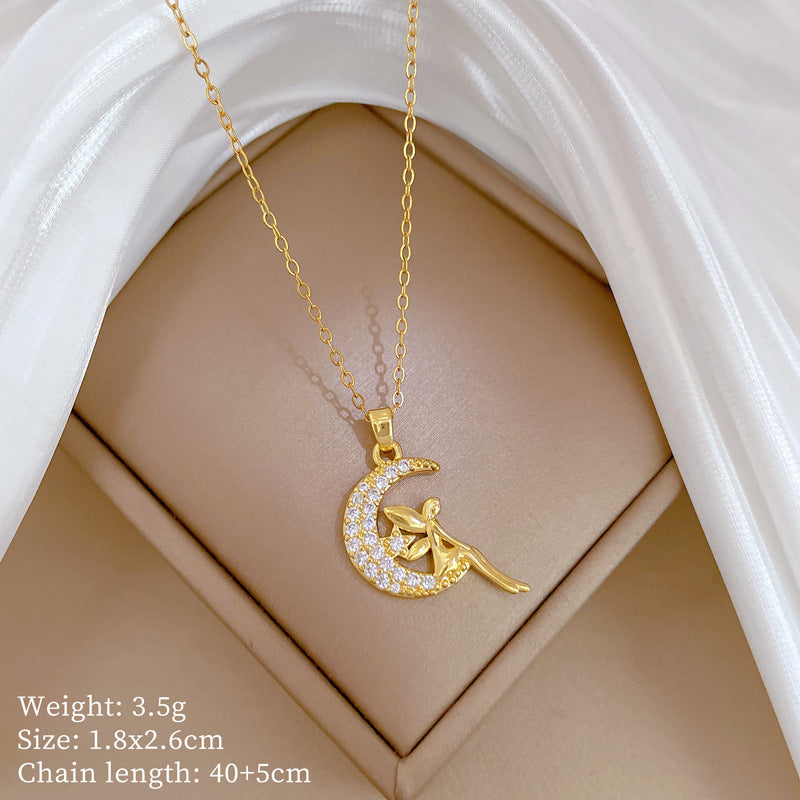 Copper Micro-Inlaid Necklace For Women Copper Micro-Inlaid Real Gold Electroplating Simple Ins Exquisite Clavicle Chain Neck Chain