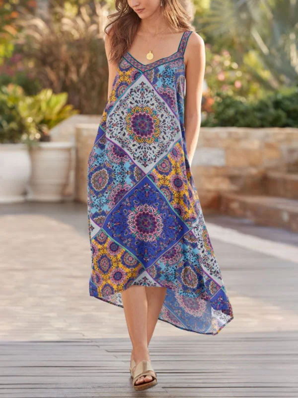 Printed Slings Resort Style Ladies Dress