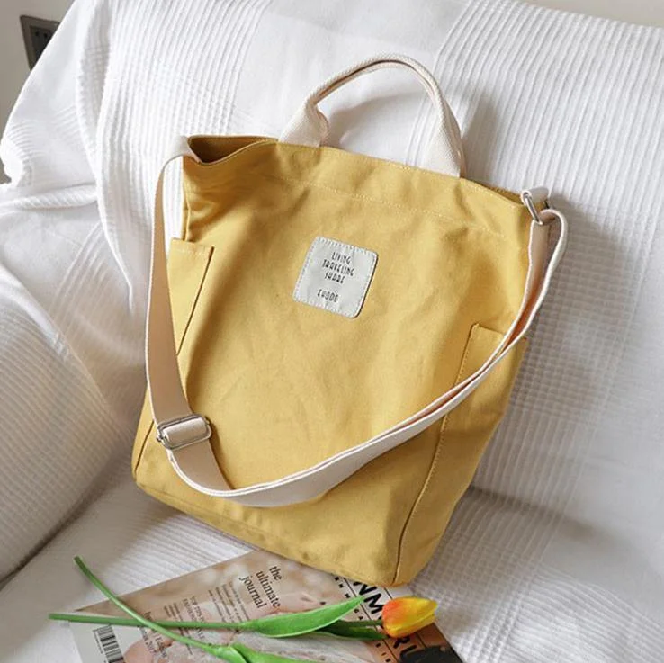 Women Design Casual Patchwork Large yellow Canvas Shoulder Bag
