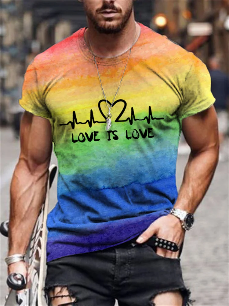 Love Is Love ECG Rainbow Watercolor T Shirt