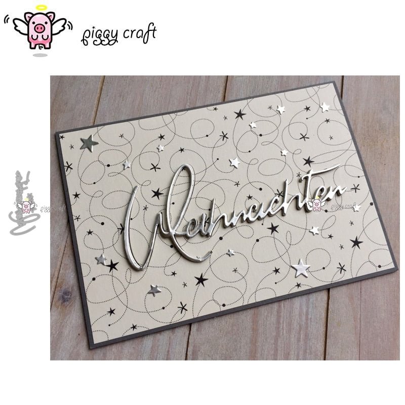 Piggy Craft metal cutting dies cut die mold German christmas letter Scrapbook paper craft knife mould blade punch stencils dies