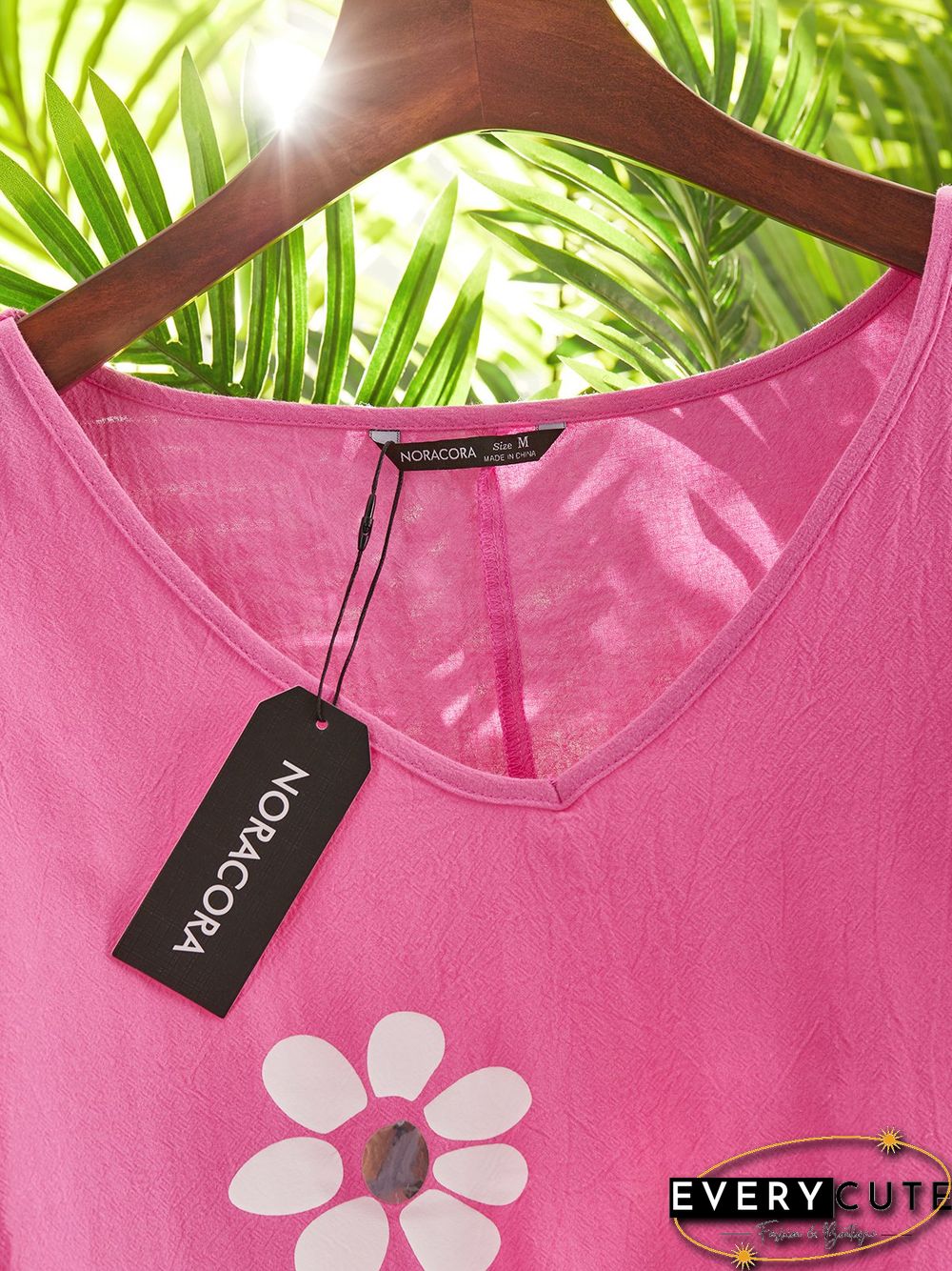 Casual Floral V Neck Loosen Short Sleeve Tops
