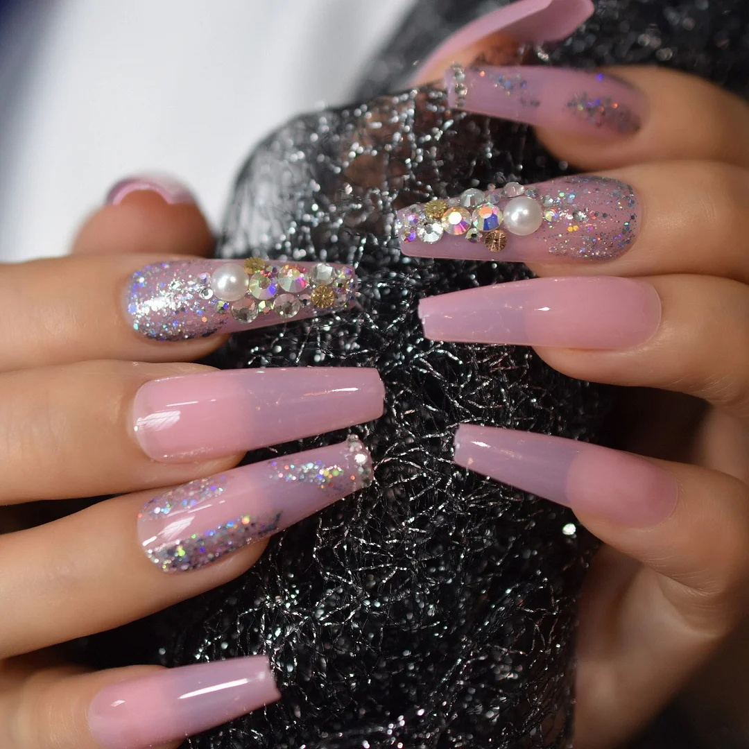 Medium Nail Tips Fingernail Full Cover Coffin Reuseable False Nail Press On Nails French Manicure Nail Art Pre Designs 2021 Aug.-Nail Inspo