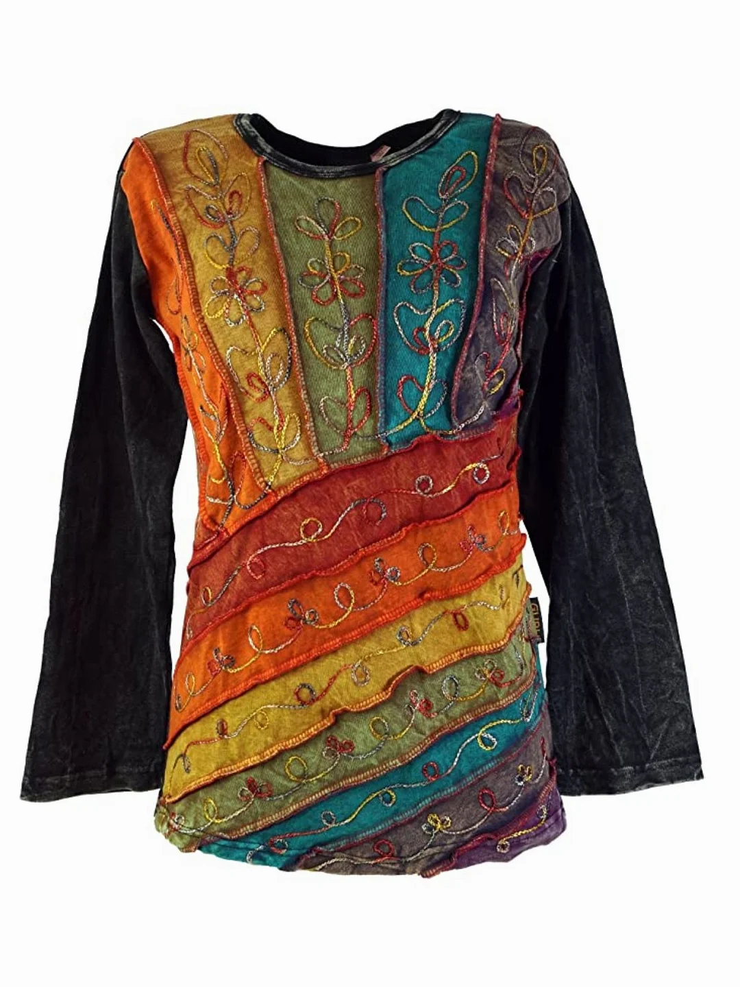 Casual Long Sleeve Round Neck Printed Tunic Top