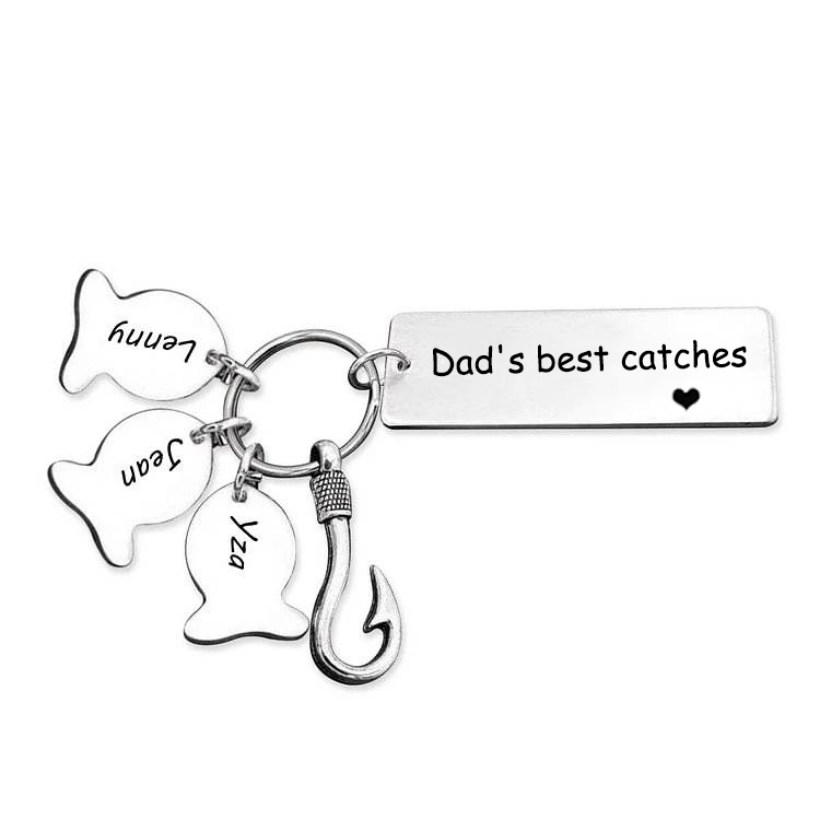 Personalised 3 Names Keychain Fish Charms Keychain Gifts For Daddy - Dad's best catches-Jessemade AU