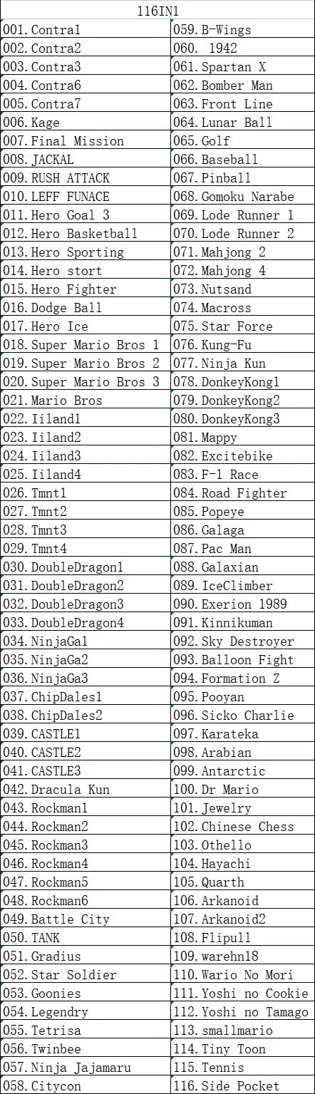 116 IN 1 MultiCart 32 Bit Video Game Cartridge For Gameboy Advance GBM/GBA/SP/NDS/NDSL