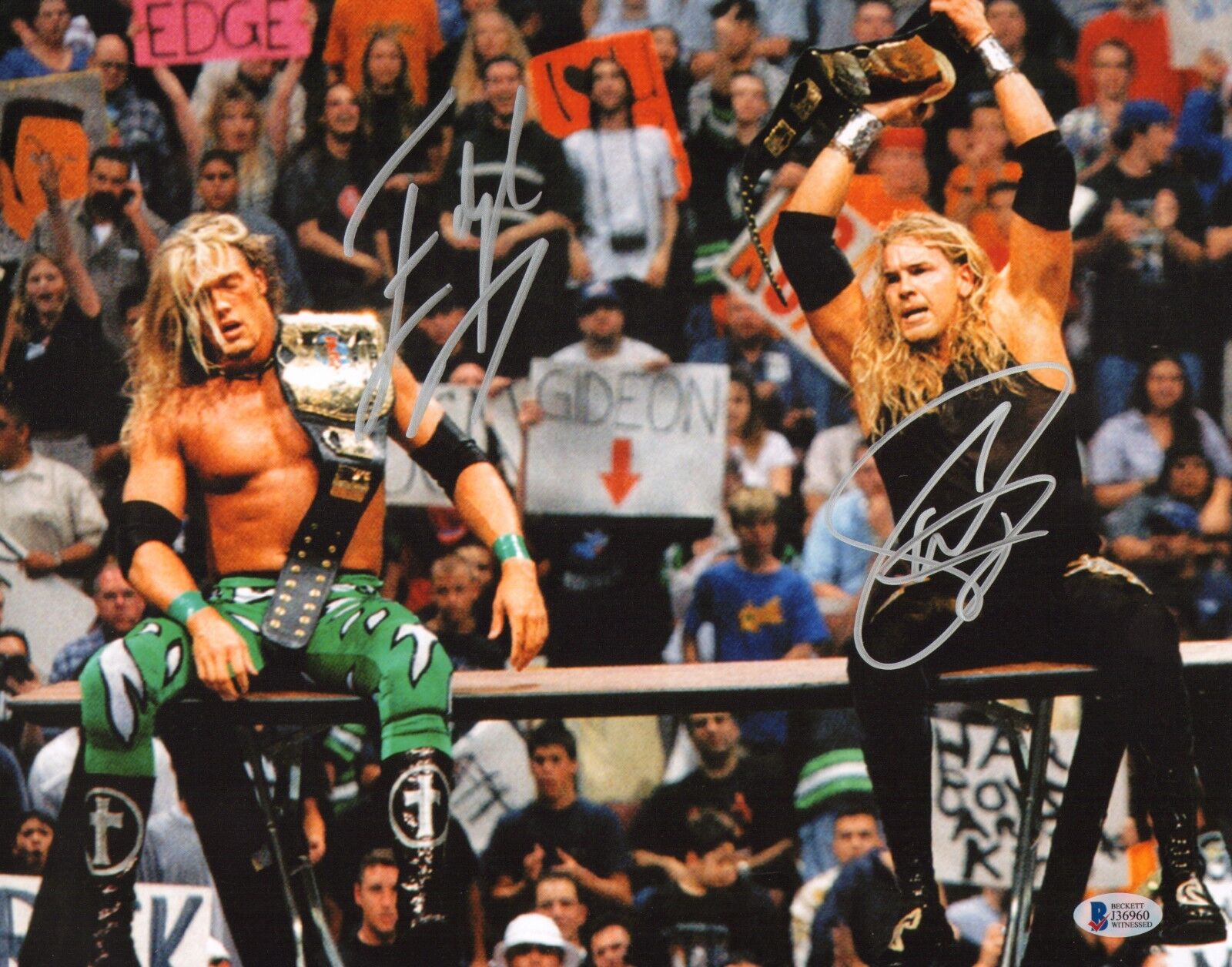 Edge & Christian Signed WWE 11x14 Photo Poster painting BAS Beckett COA Belt Picture Autograph 1