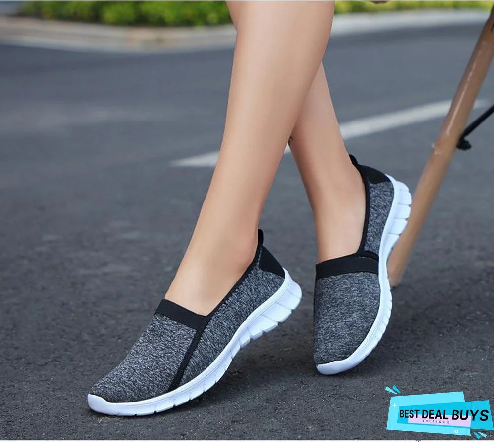 Women Slip On Loafers Plus Size Breathable Mesh Ballet Sneakers Flat Shoes