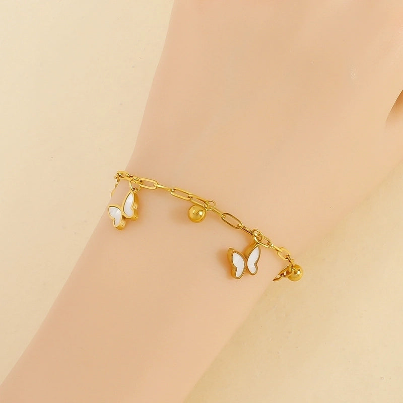 Casual Elegant Minimalist Butterfly 304 Stainless Steel 18K Gold Plated Shell Bracelets In Bulk