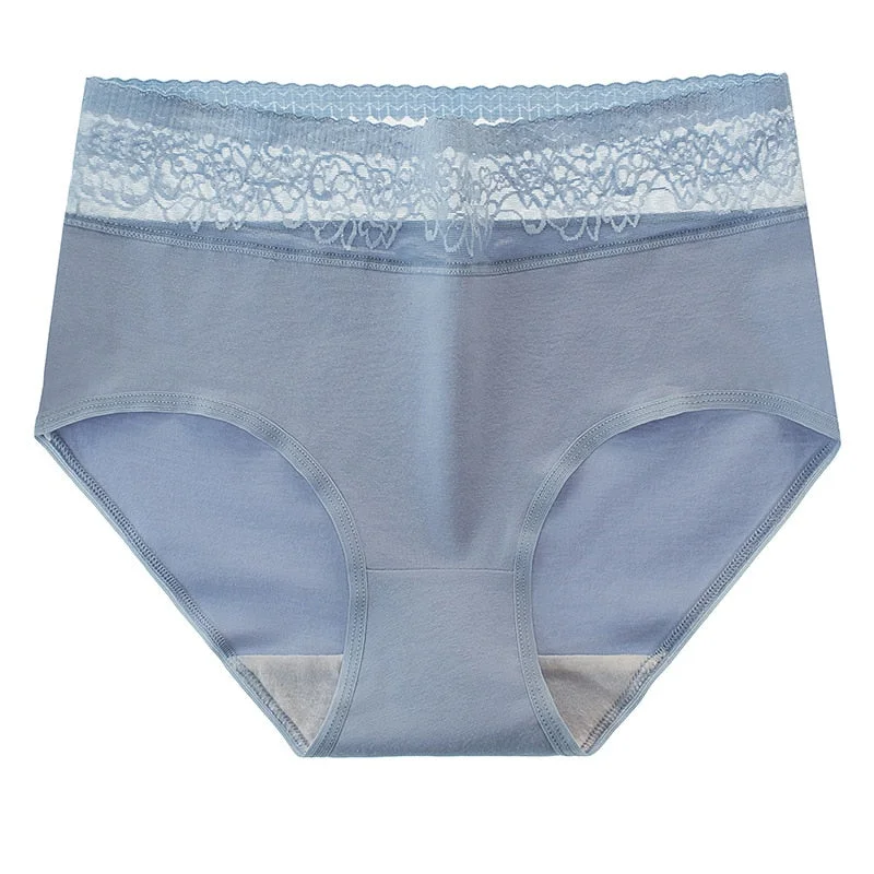 Women's Cotton Underwear Sexy Lace Panties High Waist Solid Color Underpants Seamless Women's Briefs Plus Size Female Lingerie