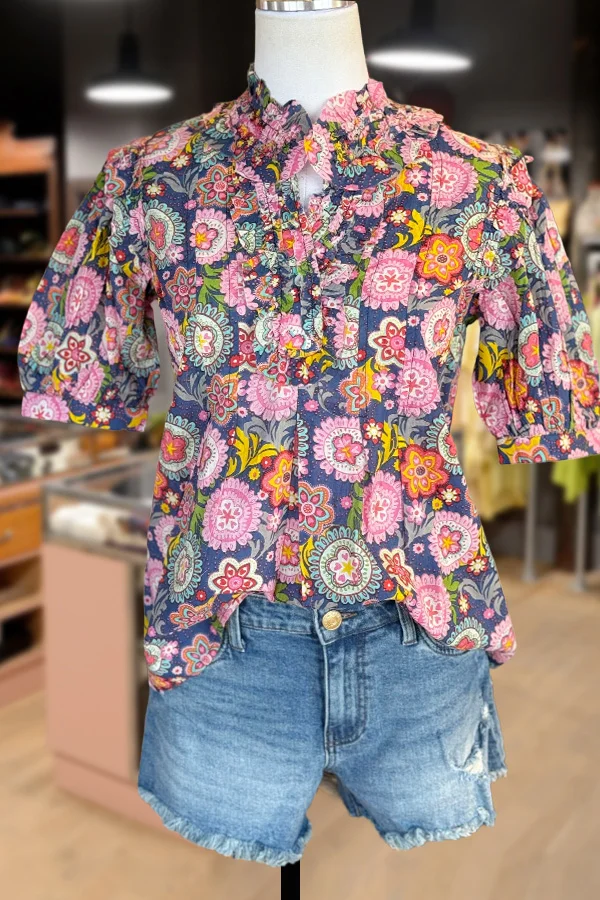 Floral Print Puff Sleeve Top