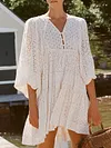 Loose Crochet Half Sleeves Mini Dress