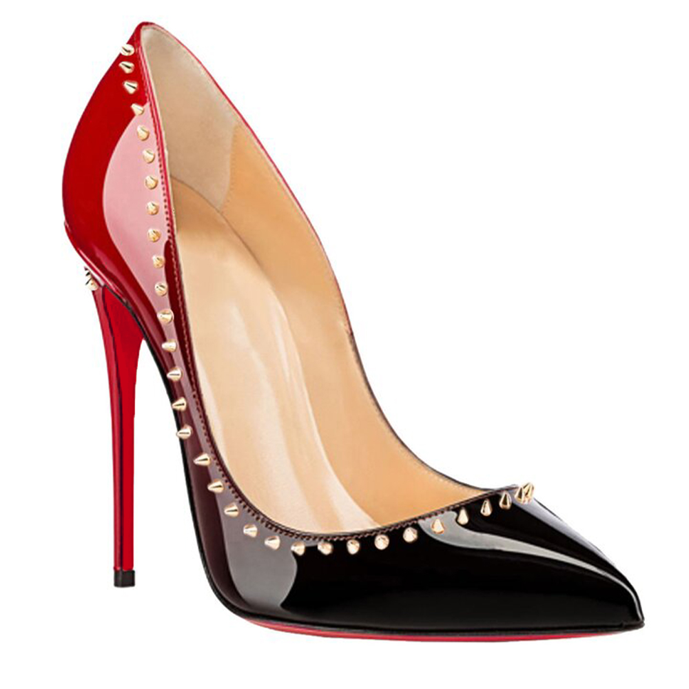 120mm Women's High Heels Stiletto Pumps Party Gradient Color Red Black-vocosishoes