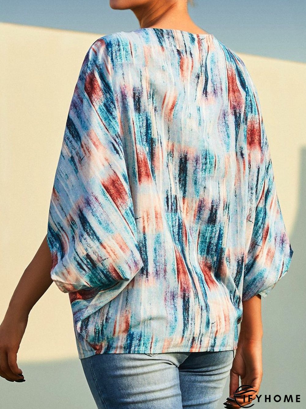 Crew Neck Abstract Casual Top | IFYHOME