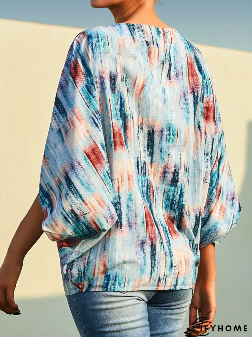 Crew Neck Abstract Casual Top | IFYHOME