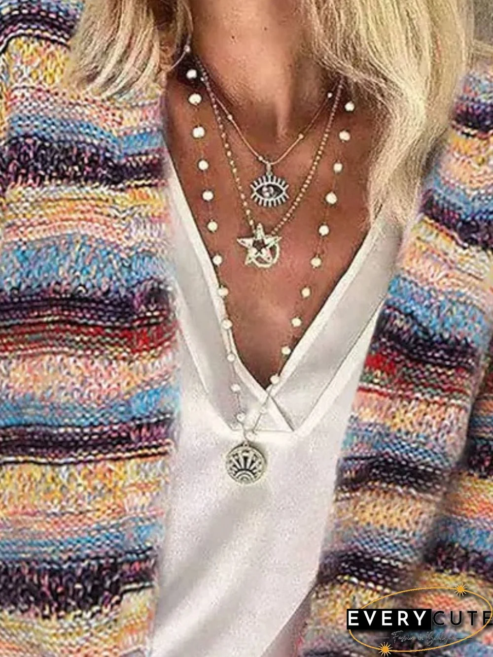 Casual Long Sleeve Striped Sweater coat