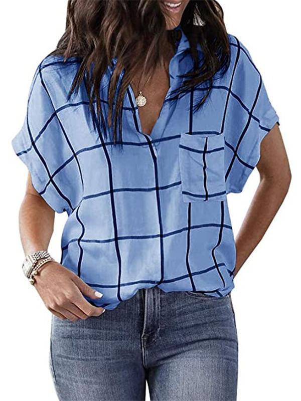 Women Half Sleeve V-neck Solid Color Dress