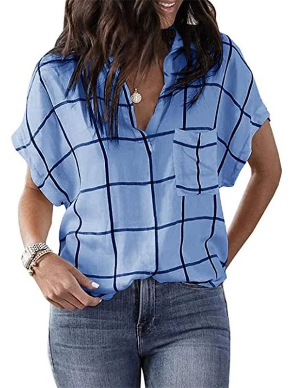 Women Half Sleeve V-neck Solid Color Dress