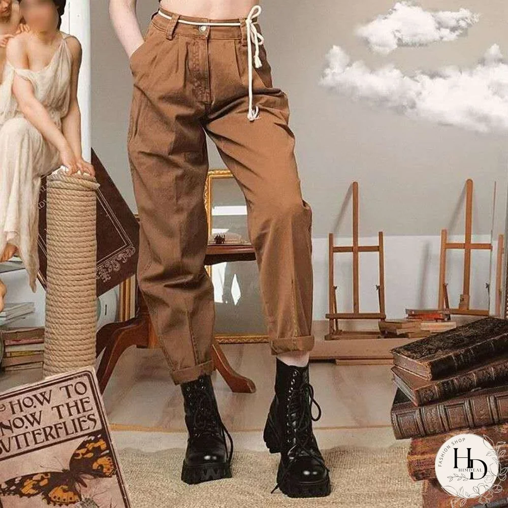 Vintage Casual Solid Color Loose Pants