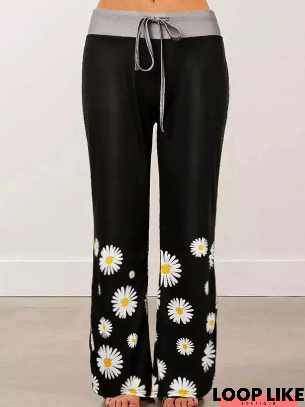 Vintage Color-block Daisy Printed Casual Sports Pants