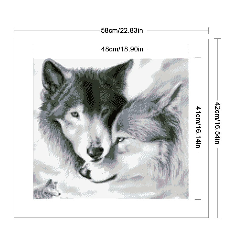 9CT Full Stamped Cross Stitch Bead Embroidery- Wolf(Canvas|48*41CM)
