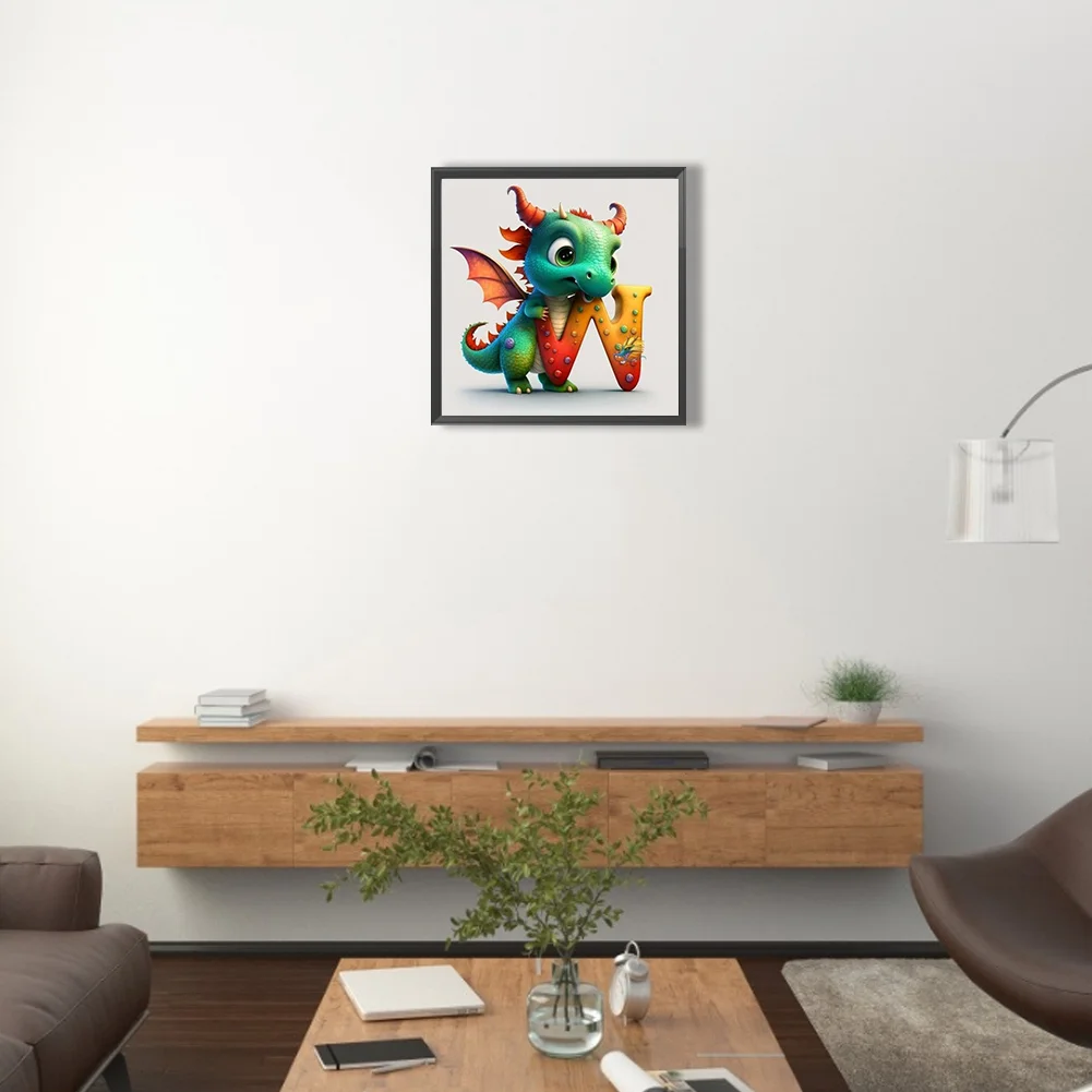 Diamond Painting - Full Round Drill - Dinosaur Letter W(30*30cm)