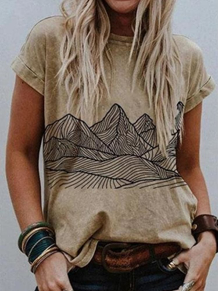 Landscape Line Art Print T Shirt