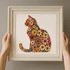 Floral Cat Bead Embroidery Kit Pre-Printed Bead Cross stitch