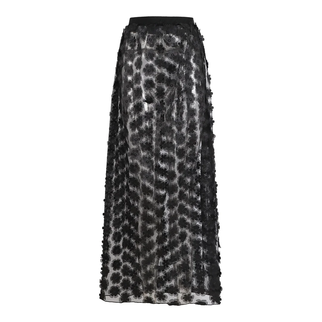 Uveng Pure Black One-Piece Swimsuit Women 2025 New Half-Body Dress Two-Piece Swimsuit Swimsuit