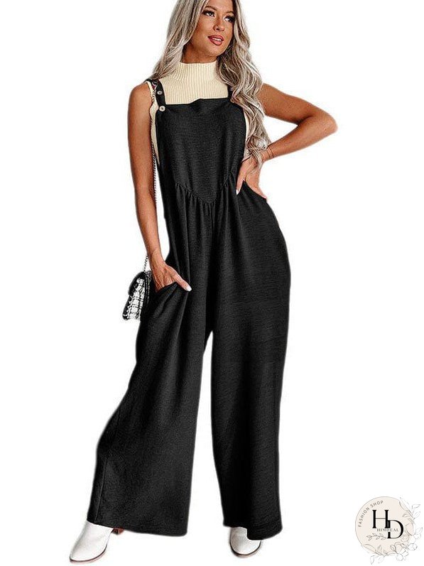 Women'S Fashion Wide Leg Jumpsuit In Cotton Blend