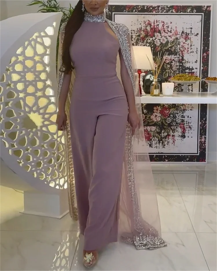 Women's Sequin Shawl Jumpsuit