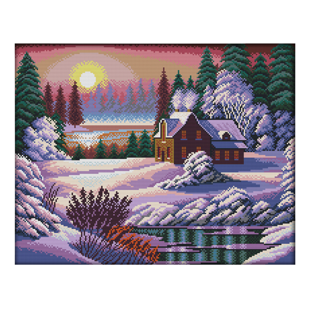 

Snow - 14CT Stamped Cross Stitch - 46*37CM, 501 Original