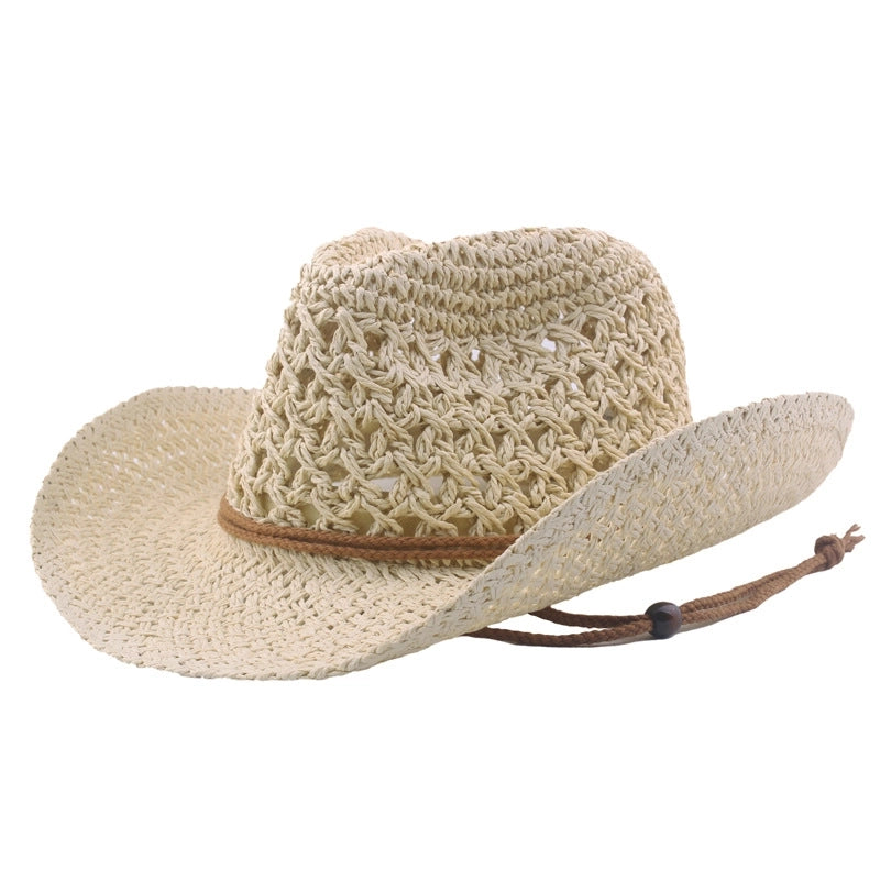 Women’s Retro Solid Color Crimping Straw Hat