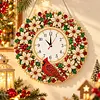 Acrylic Special Shape Xmas Wreath Bird Diamond Pearl Painting Clock Handicraft Hanging Kit