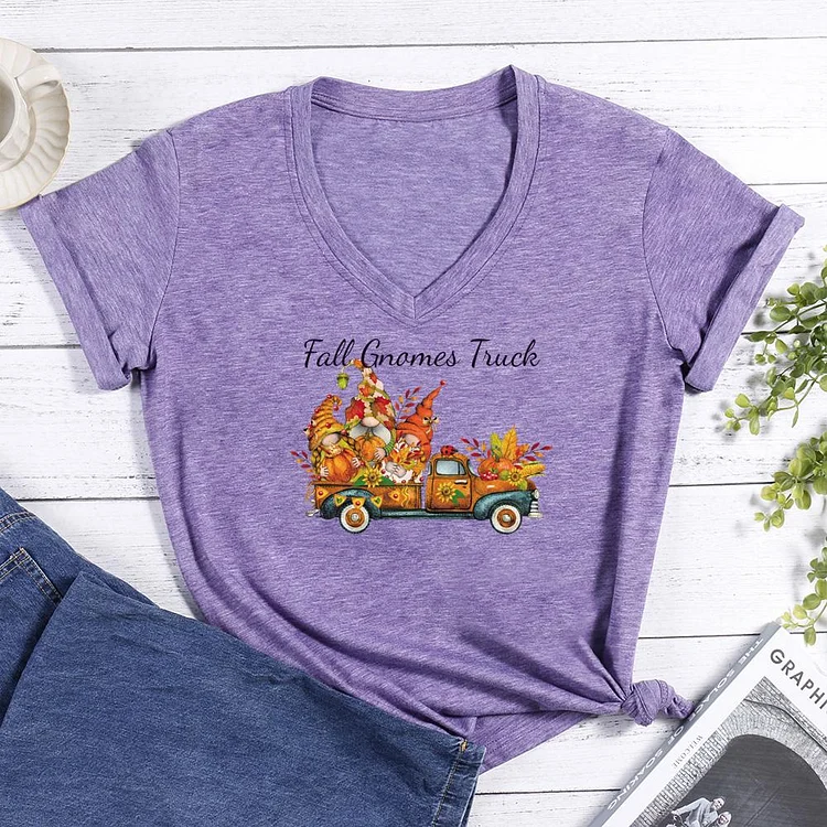 Fall Truck V-neck T Shirt-Annaletters