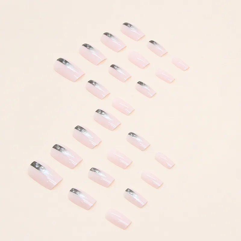 Churchf Churchf European Square Fake Nails Black Gradient Flash Powder Beauty Nail Film Powder Through Fashion Ins Wind Wear Armour