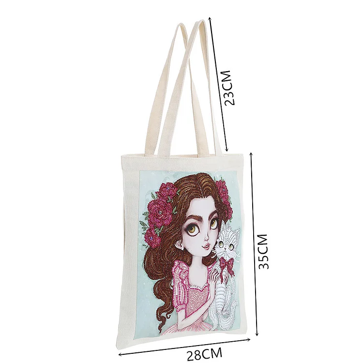 DIY Diamond Painting Handbag Reusable Shoulder Shopping Tote (BB004 Girl)