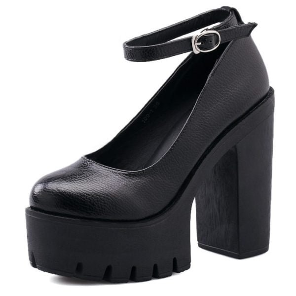 Gothic One Word Buckle High-Heeled Shoes