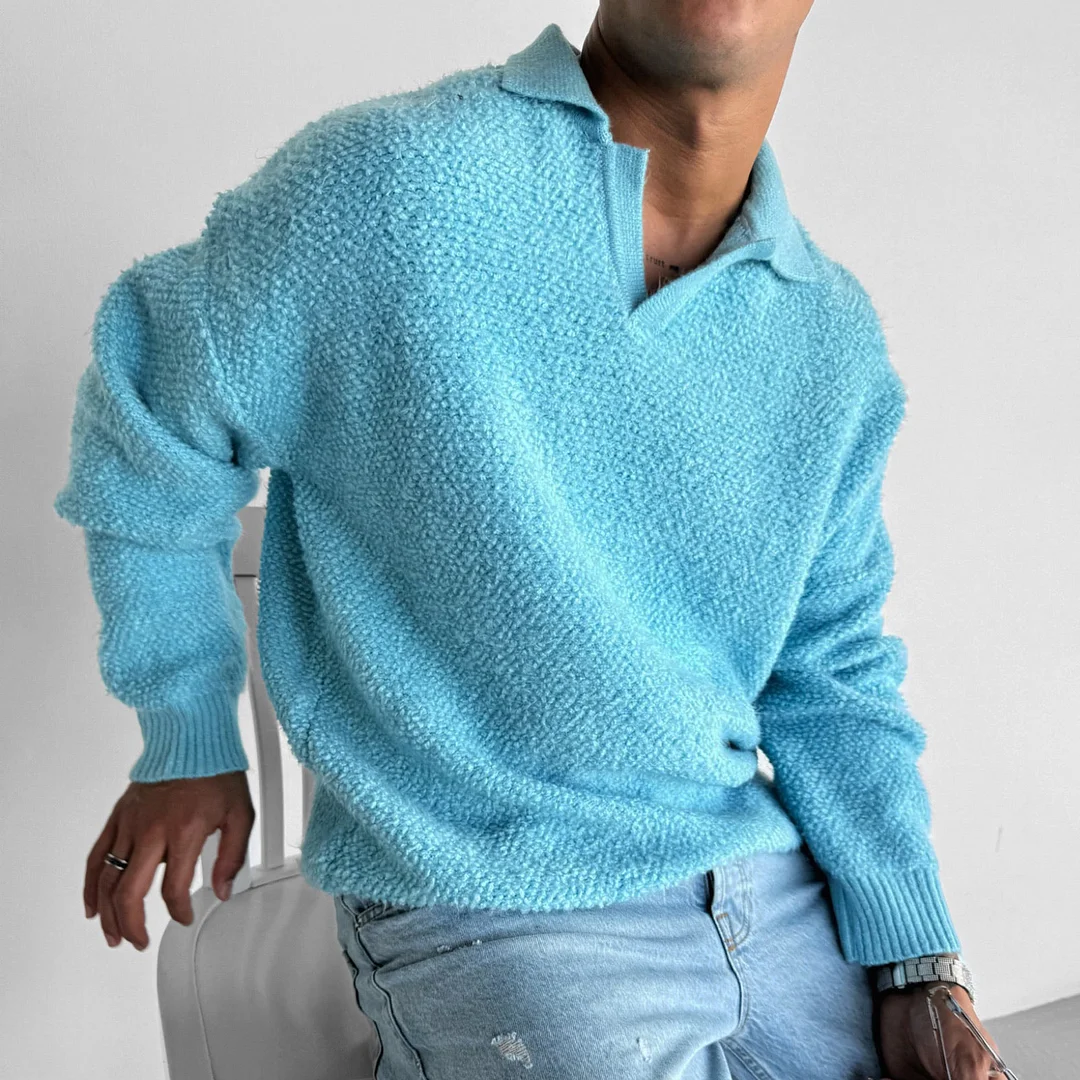 Oversize Collar Brushed Knit Sweater、、URBENIE
