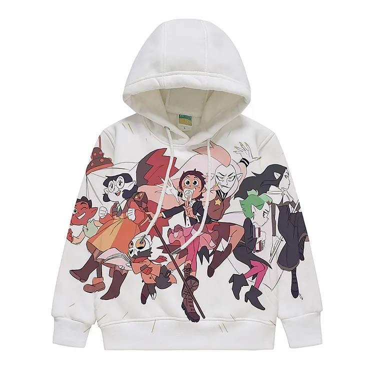 Kids Children The Owl House White Printed Hoodie Outfits Cosplay Costume Halloween Carnival Suit