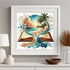 Ocean Book Glass Bead Partial 11CT DIY Stamped Cross Stitch Kits for Beginners Adults Home Decor Cross Stitch Art and Crafts Kits 14.04x14.04in tapestrymarket