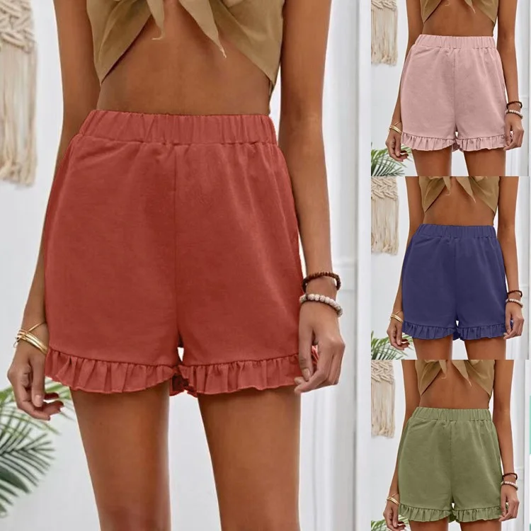 Nigikala Nigikala New Women's Shorts Burst Casual High-Waisted Cotton Straight Trousers