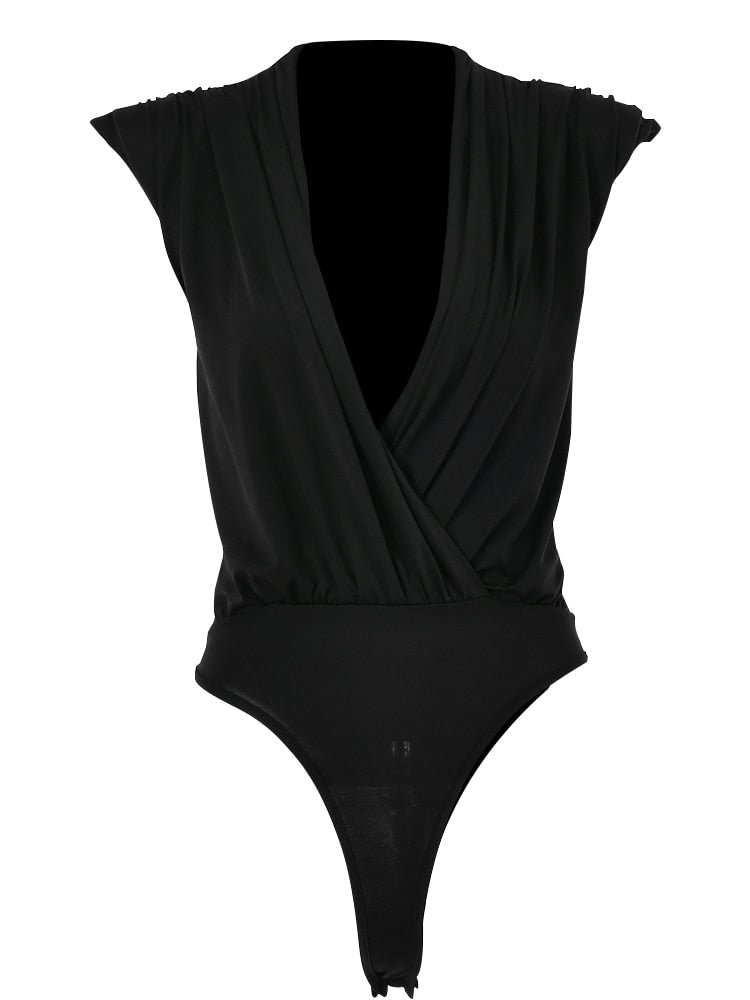Articat V Neck Black Rompers Women Sexy Slim High Waist Elegant Female Overalls 2022 Spring Sleeveless Bodycon Ladies Bodysuits