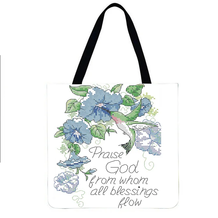 Linen Eco-friendly Tote Bag - Flower and Bird