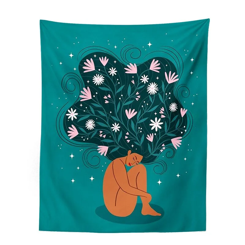 Indian Moon Phase Girl Mandala Tapestry Wall Hanging Boho decor macrame hippie Witchcraft Tapestry wall decoration cloth