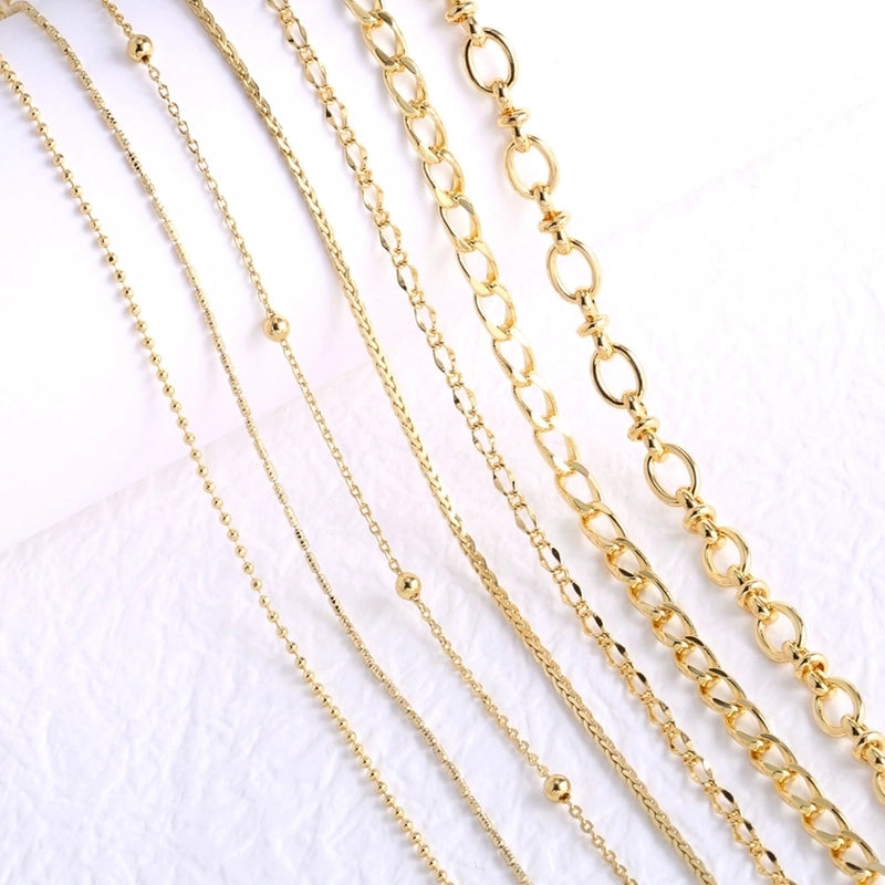 1 Piece 201 Stainless Steel 18K Gold Plated 40-45cm Diameter 4mm Jewelry Accessories Chain